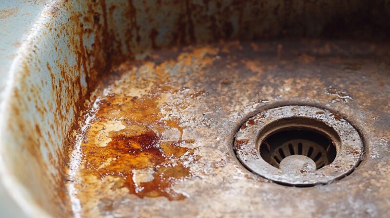 Rust on metal sink and drain