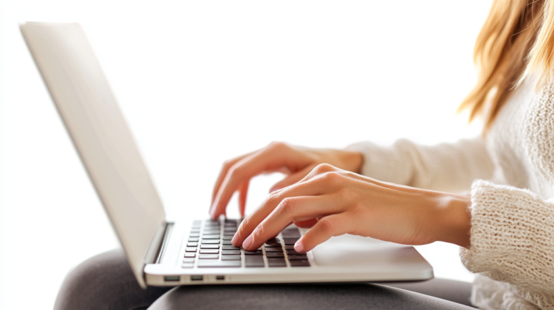 A Person Typing on A Laptop, Working on Content for A Home Improvement Blog